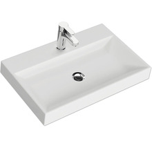 Badmöbel-Set Pelipal Milano BxHxT 70 x 56,9 x 45 cm Frontfarbe graphit struktur quer mit Mineralguss-Waschtisch weiß SET-138-002