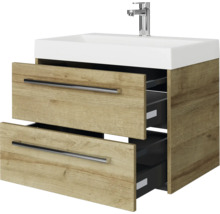 Waschtischunterschrank mit zwei Schubladen und Aufsatzwaschbecken
