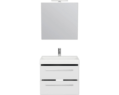 Waschtisch mit Unterschrank, Spiegel und Beleuchtung