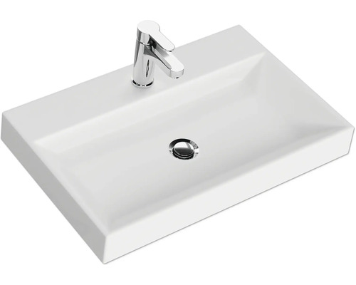 Weißes Keramik Waschbecken mit Armatur