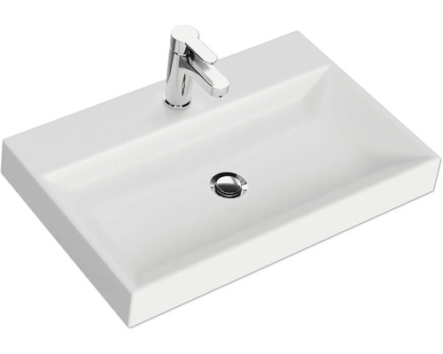 Rechteckiges Keramik Waschbecken mit Armatur