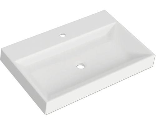 Waschbecken aus Keramik mit Hahnloch