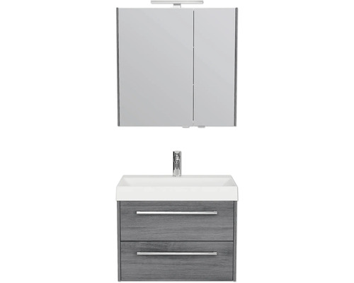 Badezimmerset mit Waschbeckenunterschrank, Spiegel und zwei Schubladen