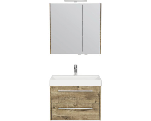 Badezimmer-Set mit Waschtischunterschrank, Waschbecken und Spiegelschrank