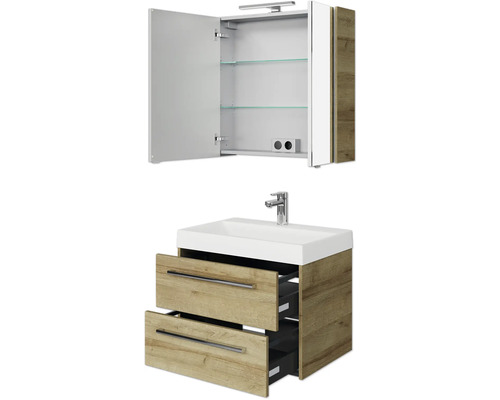 Badezimmer Waschtischkombination mit Spiegelschrank und zwei Schubladen