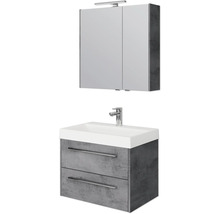 Badezimmer Waschtischkombination mit Waschbeckenunterschrank, zwei Schubladen, Waschbecken und Spiegelschrank mit Beleuchtung