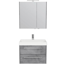 Badezimmerset mit Spiegelschrank, Waschbecken und Unterschrank mit zwei Schubladen