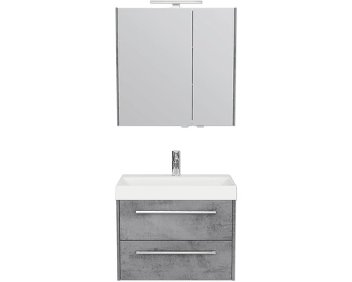 Badezimmerset mit Spiegelschrank, Waschbecken und Unterschrank mit zwei Schubladen