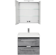 Badezimmermöbelset mit Spiegelschrank, Waschbecken und Unterschrank mit zwei Schubladen