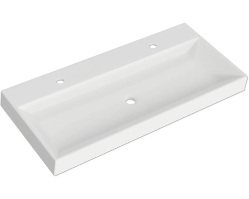 Rechteckiges Waschbecken mit Hahnlöchern