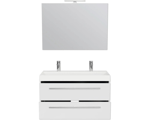 Doppelwaschtisch mit Unterschrank und Spiegel für das Badezimmer