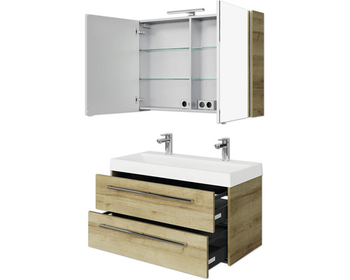 Waschtisch mit Unterschrank und Spiegelschrank für das Badezimmer