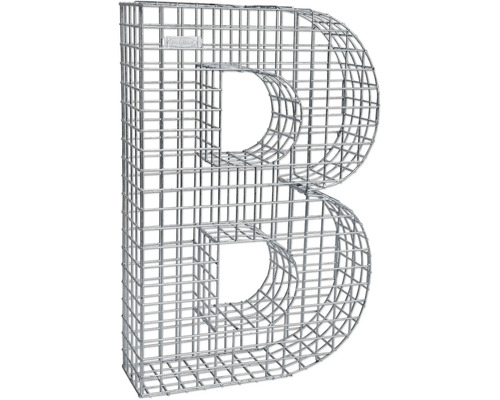 Gabione in Form des Buchstaben B aus Drahtgitter