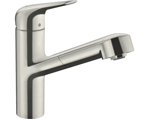 hansgrohe Küchenarmatur mit Handbrause FOCUS M42 edelstahl gebürstet 71814800 Einhebelmischer für Spüle, mit Ausziehbrause