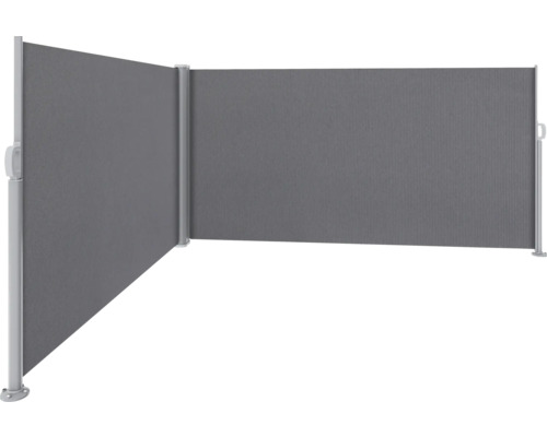 Doppel-Seitenmarkise 1,6x3x3 Stoff Uni anthrazit Gestell RAL 9006 weißaluminium mit abnehmbarem Pfosten