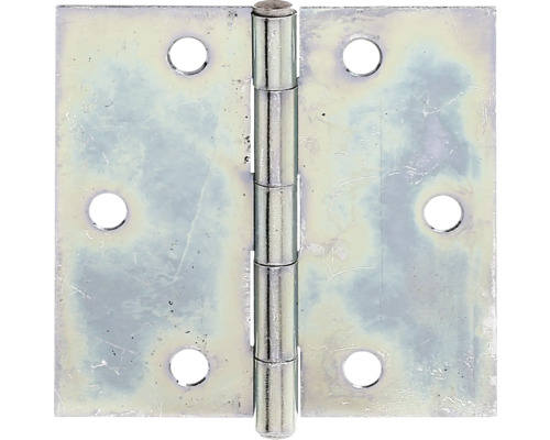 Scharnier quadratisch mit vernietetem Messingstift 80 x 80 mm sendzimirverzinkt Türband aus Metall mit vier Schraublöchern