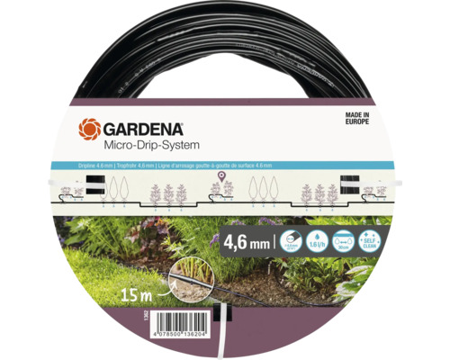 Tropfrohr oberirdisch 4,6 mm (3/16“), 15 m, für GARDENA Micro-Drip-System ohne Armaturen