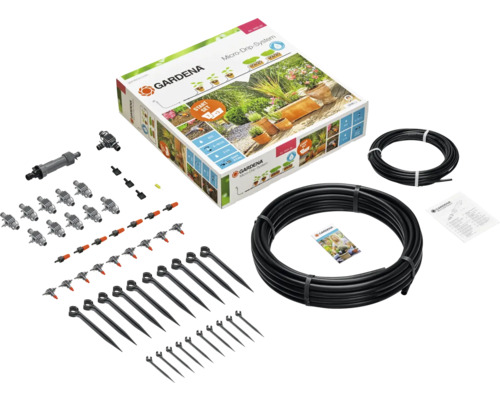 Gardena Micro-Drip-System Start Set Pflanzreihen mit Zubehör und Verpackung