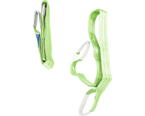 Zwei Hebebänder aus Gewebe mit Schlaufen zur Lastenhebung