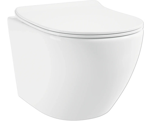 Wand-WC Set Jungborn FOUR Tiefspüler ohne Spülrand weiß glänzend mit WC-Sitz