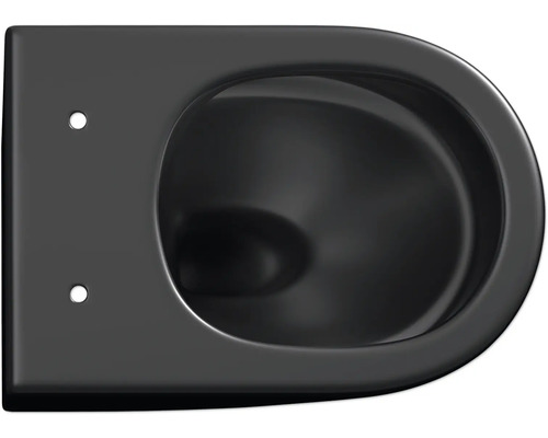 Schwarzes wandhängendes Tiefspül-WC aus Keramik von oben