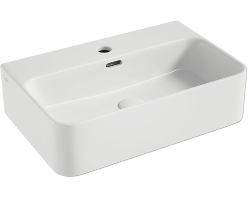 Jungborn Waschtisch THREE 56 x 36 cm weiß matt inkl. keramischen Ablaufventil Rechteckiges Aufsatzwaschbecken aus Sanitärkeramik