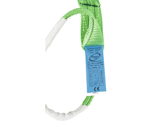 Grünes Polyester-Hebeschlingen-Seil, 2,5 Meter lang, mit CE-Kennzeichnung