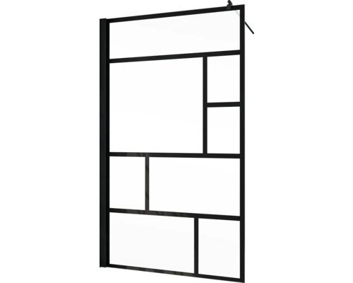 Duschwand mit schwarzem Rahmen und Klarglasfeldern