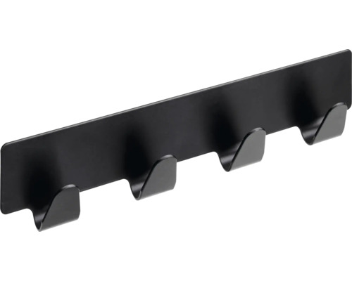 Hakenleiste zum Kleben 160 x 31 x 20 mm Edelstahl schwarz 10 Stück Garderobenleiste mit vier Haken zur Wandmontage