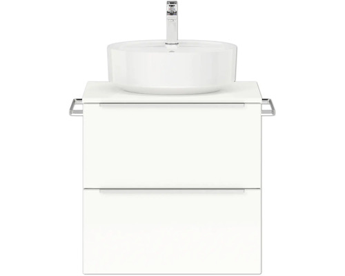 Badmöbel-Set NOBILIA Programm 3 BxHxT 61 x 59,1 x 48,7 cm Frontfarbe weiß hochglanz mit Aufsatz-Waschtisch Griffleiste chrom matt 322