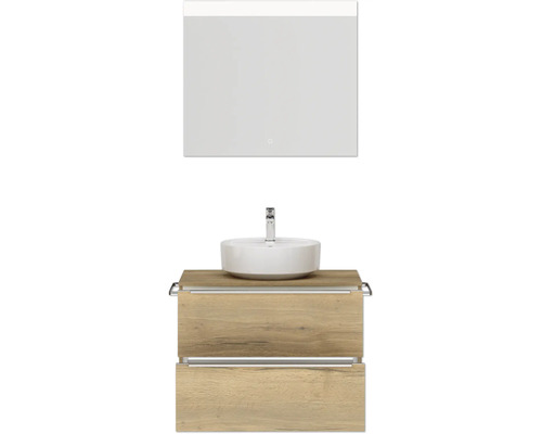 Waschtischkombination mit Spiegel, Waschbecken und Unterschrank für das Badezimmer