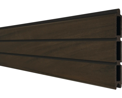 Einzelprofil GroJa Rhombus 180 x 30 cm Walnuss co-extrudiert Dunkelbraunes Fassadenprofil aus Kunststoff