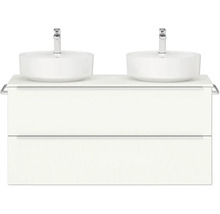 Waschtischunterschrank mit zwei Waschbecken und Armaturen