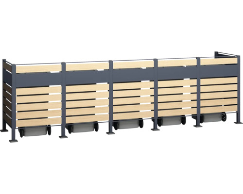 Mülltonnenbox mit Holzverkleidung und Rollen