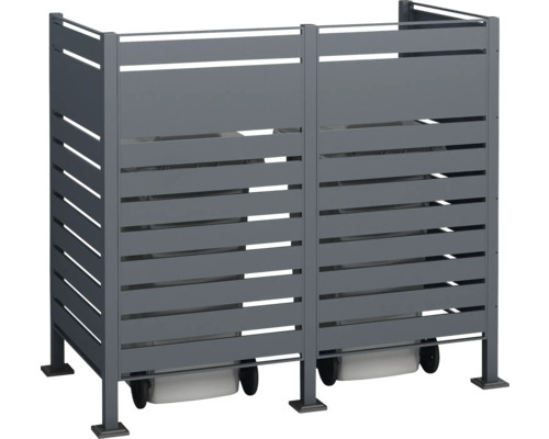 Mülltonnenbox für zwei Mülltonnen mit horizontalen Streben