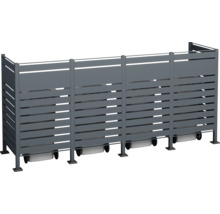Mülltonnenbox für vier Mülltonnen mit Lamellen aus Aluminium