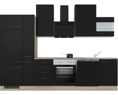 Komplette Küche mit Ober- und Unterschränken sowie Elektrogeräten