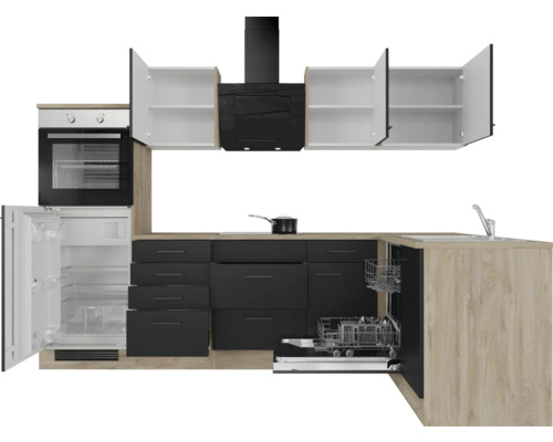 Flex Well Winkelküche mit Geräten Capri 280 cm Frontfarbe | HORNBACH | Sockelblenden