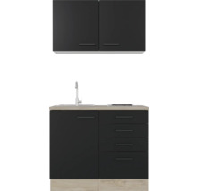 Flex Well Miniküche mit Geräten Capri 100 cm Frontfarbe schwarz Matt Korpusfarbe wildeiche-thumb-3 Flex Well Miniküche mit Geräten Capri 100 cm Frontfarbe schwarz Matt Korpusfarbe wildeiche-thumb-3