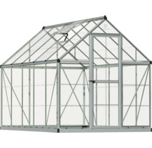 Gewächshaus Harmony 6x10 Polycarbonatplatten 0,7 mm inkl. Fundamentrahmen 185 x 305 cm Aluminium