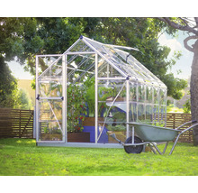 Gewächshaus Harmony 6x10 Polycarbonatplatten 0,7 mm inkl. Fundamentrahmen 185 x 305 cm Aluminium