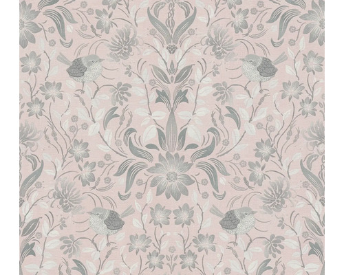 Vliestapete 39075-2 Maison Charme Landhaus Blumen pink Tapete mit Vogel- und Blumenmuster