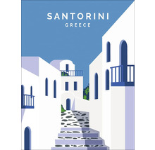 Illustration von Santorini, Griechenland mit weißen Häusern und Treppen