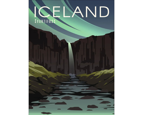 Leinwandbild Iceland 57x77 cm Illustration von Islands Svartifoss-Wasserfall