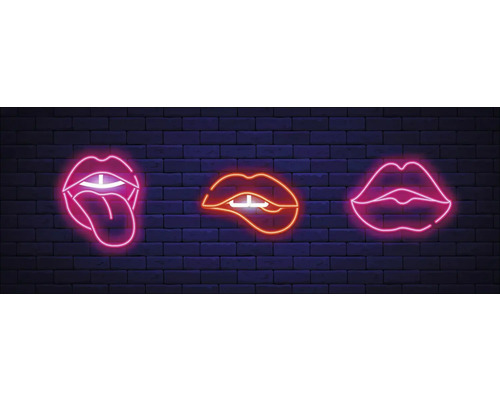 Leinwandbild Neon Lips 77x27 cm
