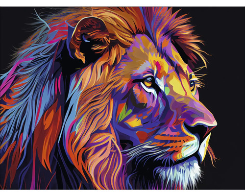 Leinwandbild Colorful Lion Head V 116x84 cm