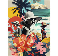 Illustration mit floralen Elementen und Frauenfiguren, die Hüte tragen