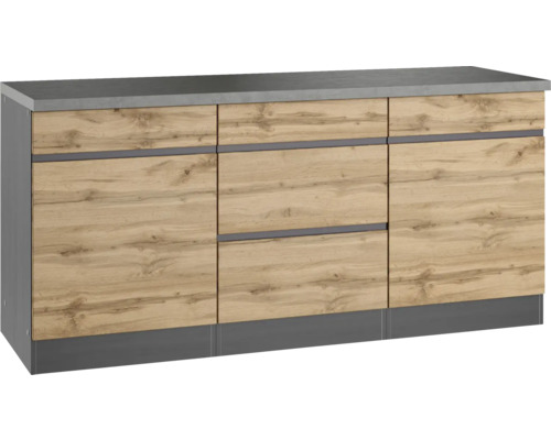 Unterschrank mit Schublade und Drehtür Held Möbel PISA BxTxH 180 x 60 x 86  cm Frontfarbe wildeiche matt Korpusfarbe graphit bei HORNBACH kaufen