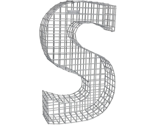 Gabione in Form des Buchstabens S aus Drahtgitter