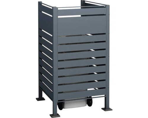 Mülltonnenbox mit Lamellenoptik aus Metall für den Aussenbereich